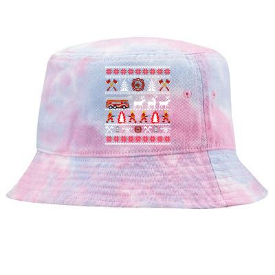 Firefighter Ugly Christmas Fireman Fire Department Tie-Dyed Bucket Hat