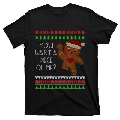 Funny Ugly Christmas Gingerbread Man You Want A Piece Of Me T-Shirt