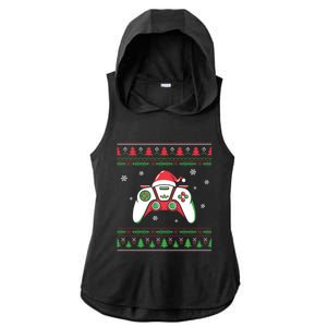 Family Ugly Christmas Santa Hat Video Computer Games Cute Gift Ladies PosiCharge Tri-Blend Wicking Draft Hoodie Tank