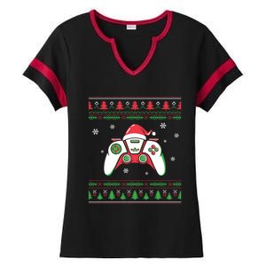 Family Ugly Christmas Santa Hat Video Computer Games Cute Gift Ladies Halftime Notch Neck Tee