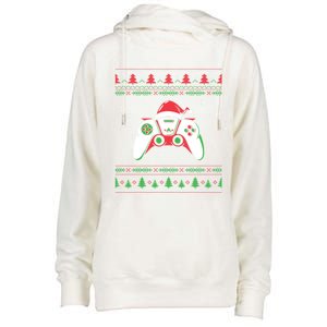 Family Ugly Christmas Santa Hat Video Computer Games Cute Gift Womens Funnel Neck Pullover Hood