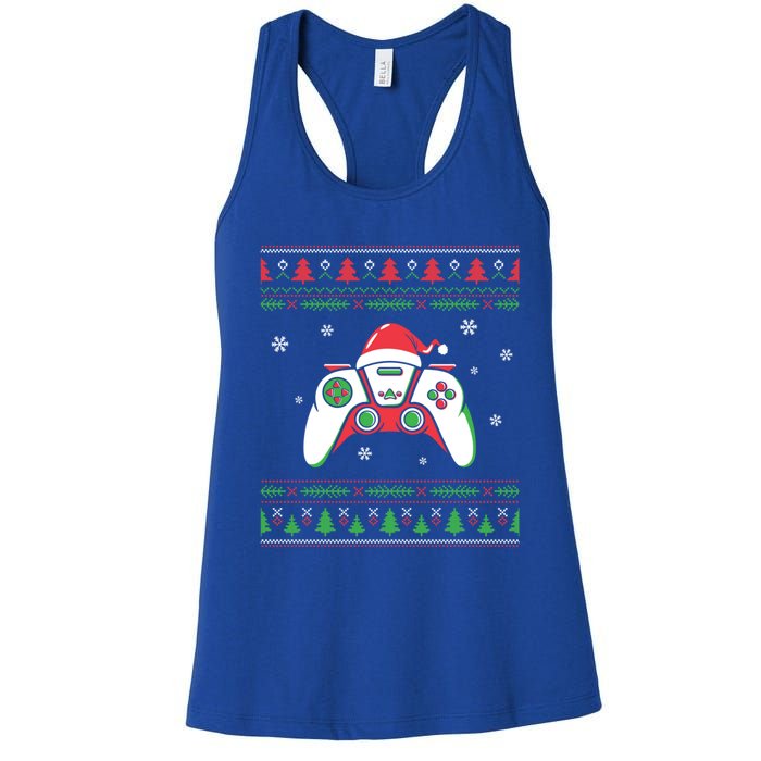 Family Ugly Christmas Santa Hat Video Computer Games Cute Gift Women's Racerback Tank