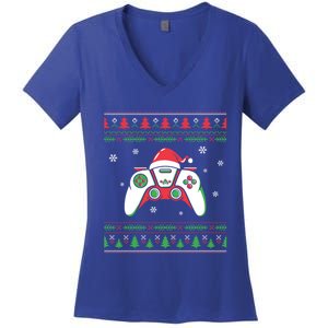 Family Ugly Christmas Santa Hat Video Computer Games Cute Gift Women's V-Neck T-Shirt