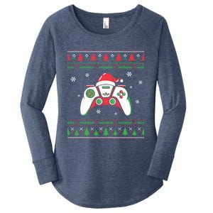 Family Ugly Christmas Santa Hat Video Computer Games Cute Gift Women's Perfect Tri Tunic Long Sleeve Shirt