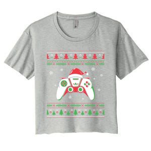 Family Ugly Christmas Santa Hat Video Computer Games Cute Gift Women's Crop Top Tee