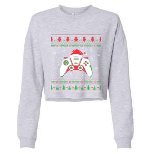 Family Ugly Christmas Santa Hat Video Computer Games Cute Gift Cropped Pullover Crew