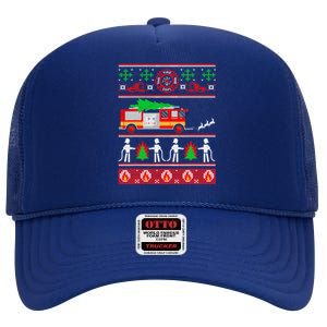 Firefighter Ugly Christmas Design for Firefighters or High Crown Mesh Back Trucker Hat