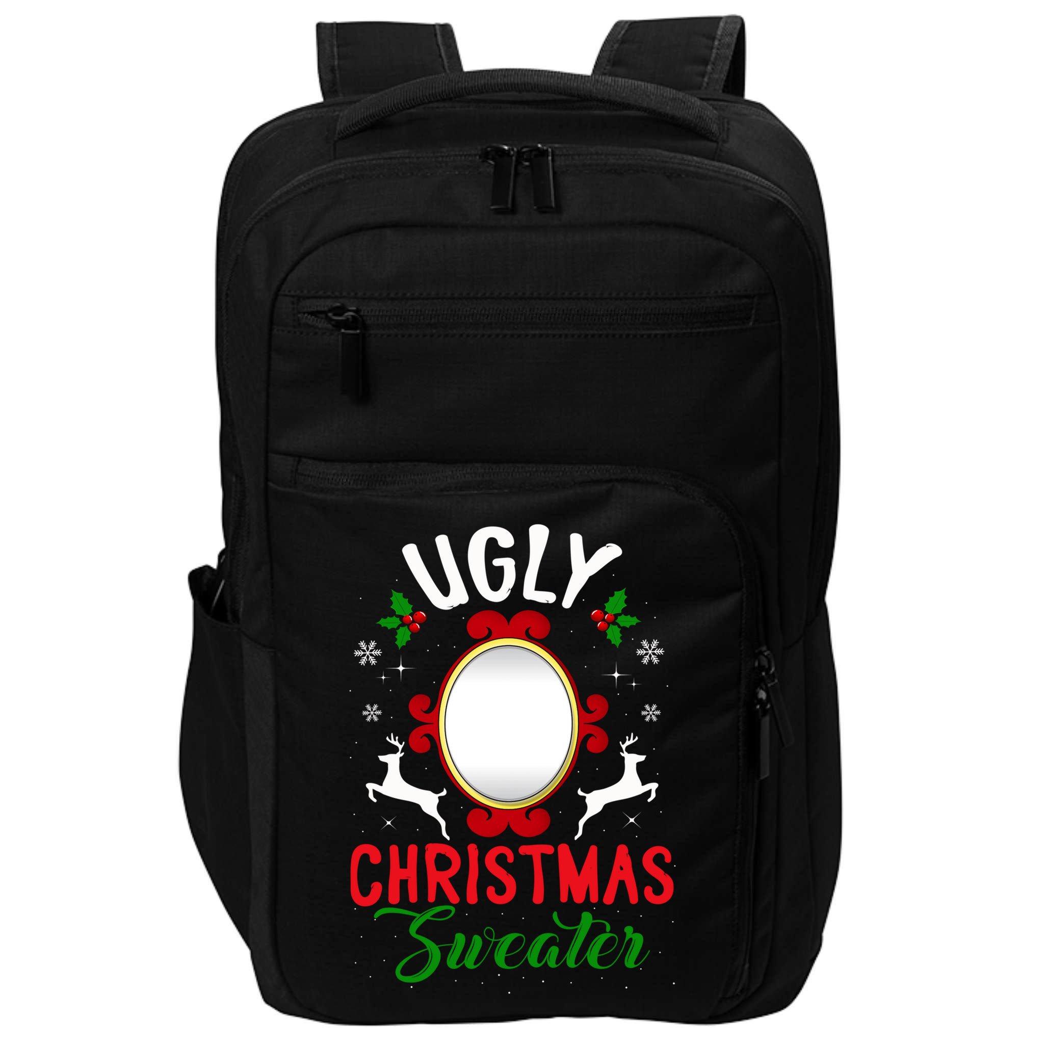 Funny Ugly Christmas Sweater With Mirror Gift Impact Tech Backpack