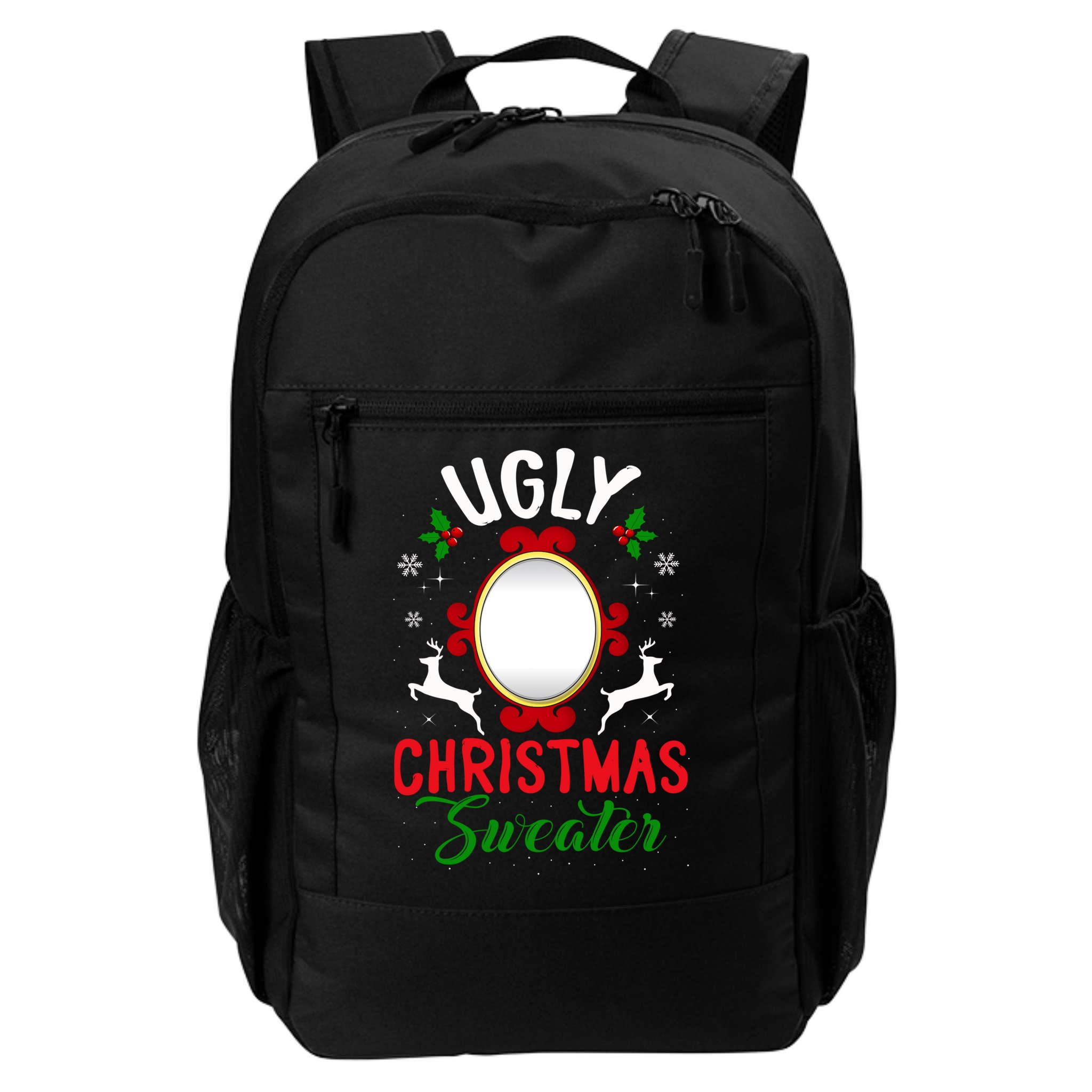 Funny Ugly Christmas Sweater With Mirror Gift Backpack