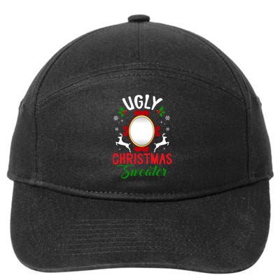 Funny Ugly Christmas Sweater With Mirror Gift 7-Panel Snapback Hat