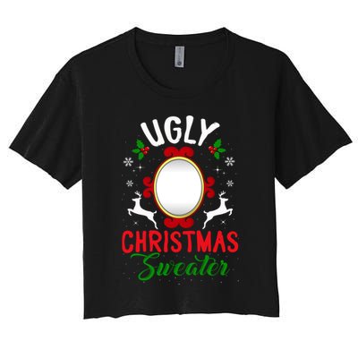 Funny Ugly Christmas Sweater With Mirror Gift Crop Top