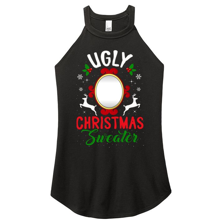 Funny Ugly Christmas Sweater With Mirror Gift Women's Perfect Tri Rocker Tank