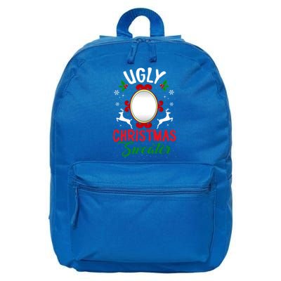 Funny Ugly Christmas Sweater With Mirror Gift 16 in Basic Backpack