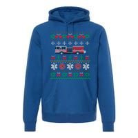 Firefighter Ugly Christmas Fire Truck Fire Novelty Party Gift Premium Hoodie