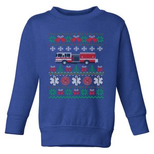 Firefighter Ugly Christmas Fire Truck Fire Novelty Party Gift Toddler Sweatshirt