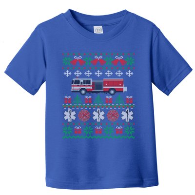 Firefighter Ugly Christmas Fire Truck Fire Novelty Party Gift Toddler T-Shirt