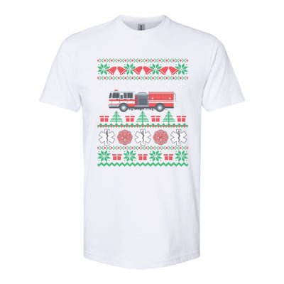 Firefighter Ugly Christmas Fire Truck Fire Novelty Party Gift Softstyle CVC T-Shirt