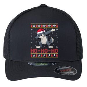 Funny Ugly Christmas Santa Hat Dabbing Wolf Ho Ho Ho Flexfit Unipanel Trucker Cap