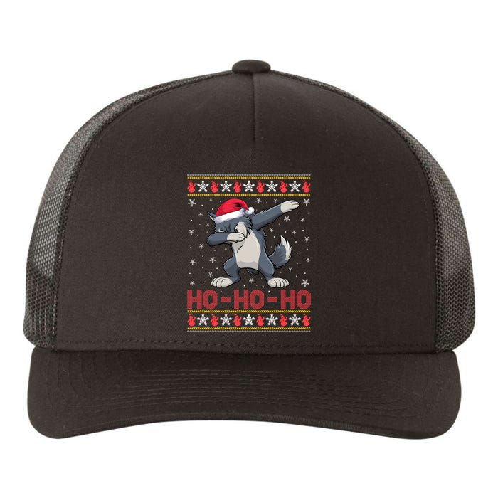 Funny Ugly Christmas Santa Hat Dabbing Wolf Ho Ho Ho Yupoong Adult 5-Panel Trucker Hat