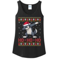 Funny Ugly Christmas Santa Hat Dabbing Wolf Ho Ho Ho Ladies Essential Tank