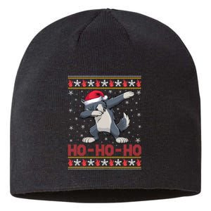 Funny Ugly Christmas Santa Hat Dabbing Wolf Ho Ho Ho Sustainable Beanie