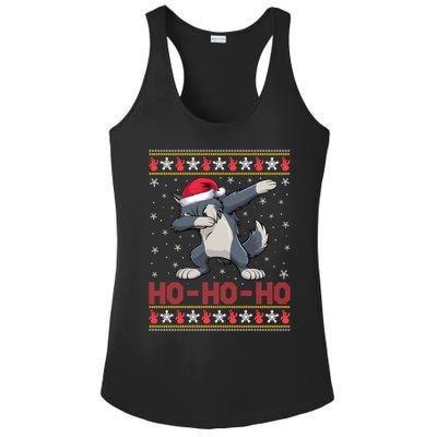 Funny Ugly Christmas Santa Hat Dabbing Wolf Ho Ho Ho Ladies PosiCharge Competitor Racerback Tank