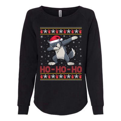 Funny Ugly Christmas Santa Hat Dabbing Wolf Ho Ho Ho Womens California Wash Sweatshirt