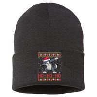 Funny Ugly Christmas Santa Hat Dabbing Wolf Ho Ho Ho Sustainable Knit Beanie