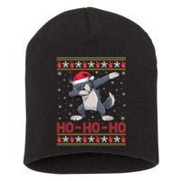 Funny Ugly Christmas Santa Hat Dabbing Wolf Ho Ho Ho Short Acrylic Beanie