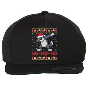 Funny Ugly Christmas Santa Hat Dabbing Wolf Ho Ho Ho Wool Snapback Cap