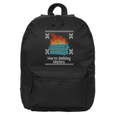 Funny Ugly Christmas Warm Holiday Wishes Dumpster Fire 16 in Basic Backpack