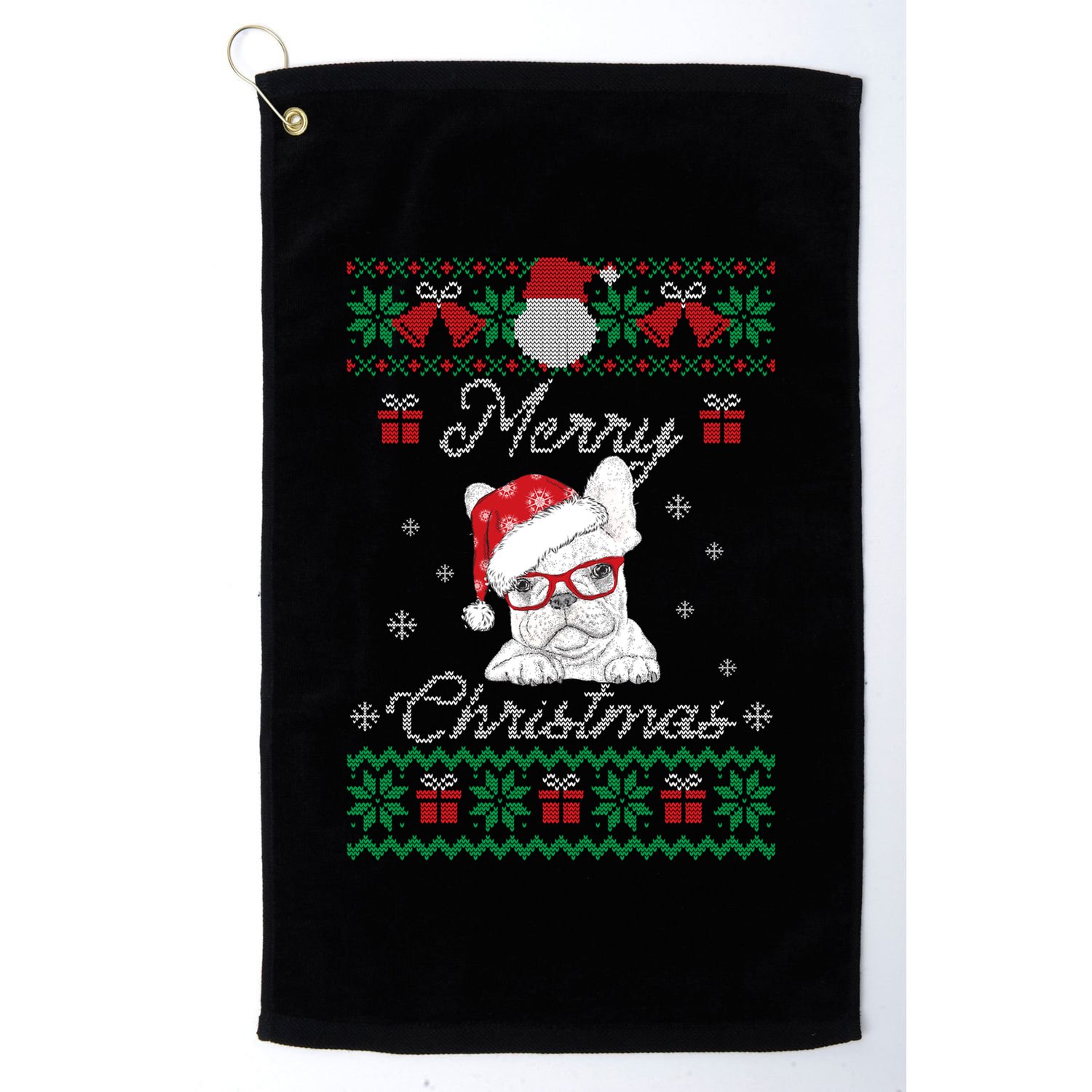 Frenchie Ugly Christmas Sweater Funny Gift French Bulldog Lovers Gift Golf Towel
