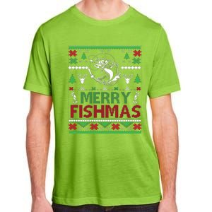 Fishing Ugly Christmas Bass Fish Merry Fishmas Funny Gift Adult ChromaSoft Performance T-Shirt