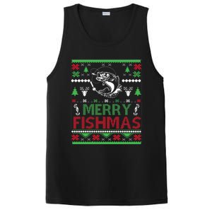 Fishing Ugly Christmas Bass Fish Merry Fishmas Funny Gift PosiCharge Competitor Tank