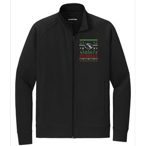 Fishing Ugly Christmas Bass Fish Merry Fishmas Funny Gift Stretch Full-Zip Cadet Jacket