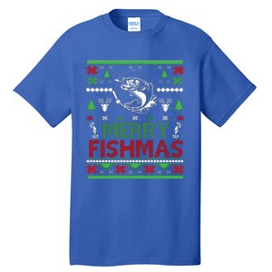 Fishing Ugly Christmas Bass Fish Merry Fishmas Funny Gift Tall T-Shirt