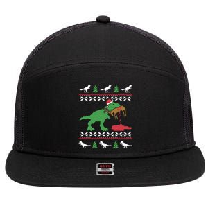 Funny Ugly Christmas Trex Reindeer Ugly Xmas Trex Funny Gift 7 Panel Mesh Trucker Snapback Hat