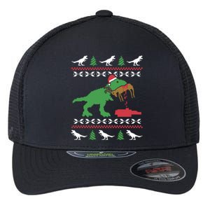 Funny Ugly Christmas Trex Reindeer Ugly Xmas Trex Funny Gift Flexfit Unipanel Trucker Cap