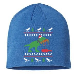 Funny Ugly Christmas Trex Reindeer Ugly Xmas Trex Funny Gift Sustainable Beanie