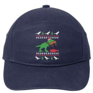 Funny Ugly Christmas Trex Reindeer Ugly Xmas Trex Funny Gift 7-Panel Snapback Hat