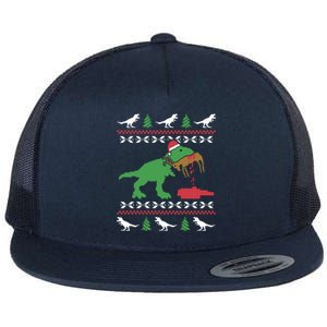 Funny Ugly Christmas Trex Reindeer Ugly Xmas Trex Funny Gift Flat Bill Trucker Hat