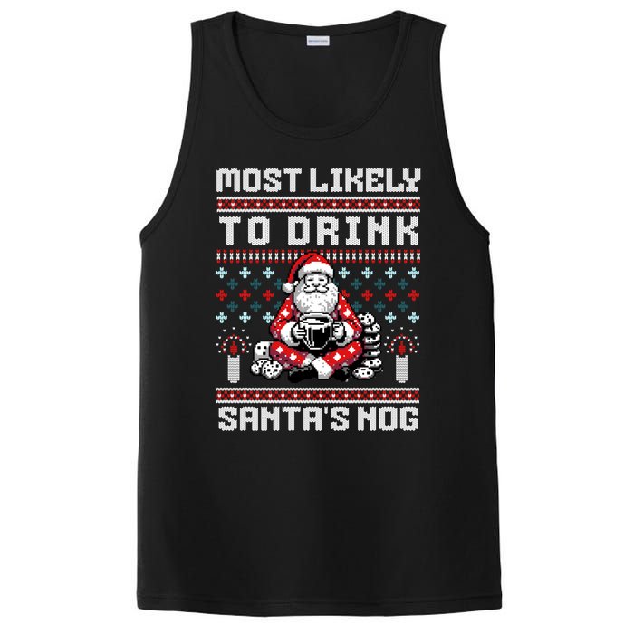 Funny Ugly Christmas Design Most Likely To Drink Santas Nog PosiCharge Competitor Tank