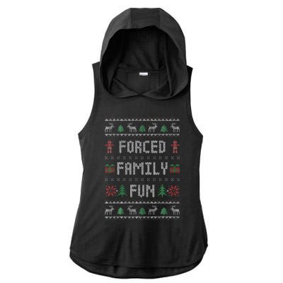 Funny Ugly Christmas Sweater Forced Family Fun Christmas Ladies PosiCharge Tri-Blend Wicking Draft Hoodie Tank