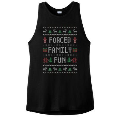 Funny Ugly Christmas Sweater Forced Family Fun Christmas Ladies PosiCharge Tri-Blend Wicking Tank