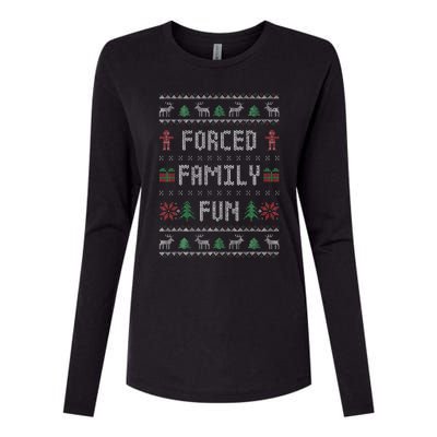 Funny Ugly Christmas Sweater Forced Family Fun Christmas Womens Cotton Relaxed Long Sleeve T-Shirt