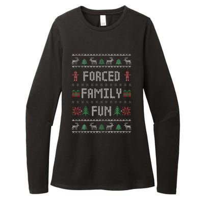 Funny Ugly Christmas Sweater Forced Family Fun Christmas Womens CVC Long Sleeve Shirt