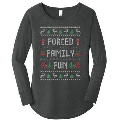 Funny Ugly Christmas Sweater Forced Family Fun Christmas Women's Perfect Tri Tunic Long Sleeve Shirt