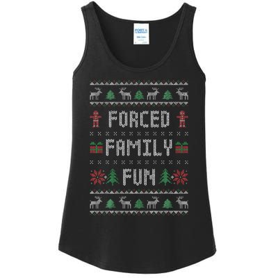 Funny Ugly Christmas Sweater Forced Family Fun Christmas Ladies Essential Tank