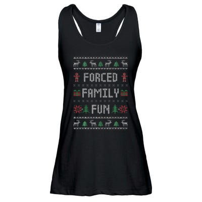 Funny Ugly Christmas Sweater Forced Family Fun Christmas Ladies Essential Flowy Tank