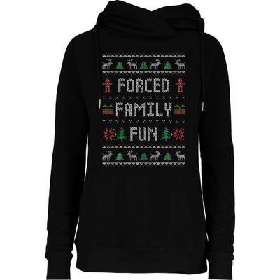 Funny Ugly Christmas Sweater Forced Family Fun Christmas Womens Funnel Neck Pullover Hood